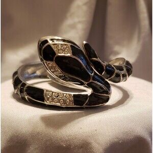 New Avenue Snake Serpent Bracelet - Black enamel and rhinestones - NWT
